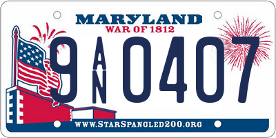 MD license plate 9AN0407