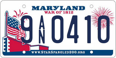 MD license plate 9AN0410