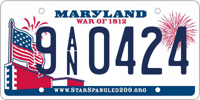 MD license plate 9AN0424