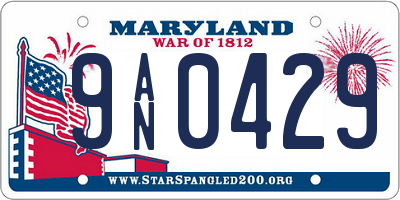 MD license plate 9AN0429