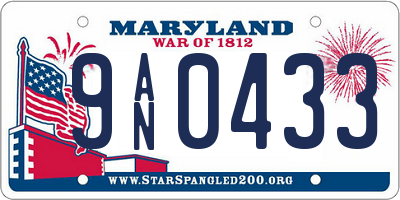 MD license plate 9AN0433