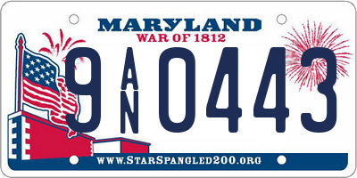 MD license plate 9AN0443