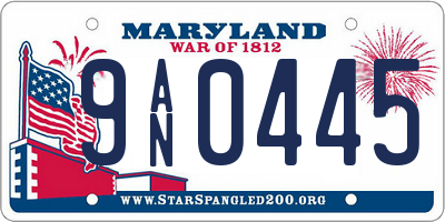 MD license plate 9AN0445