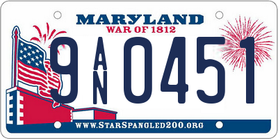 MD license plate 9AN0451