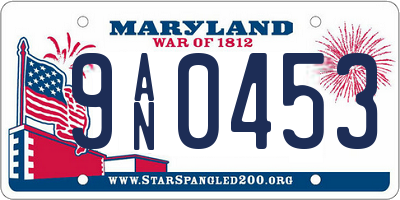 MD license plate 9AN0453