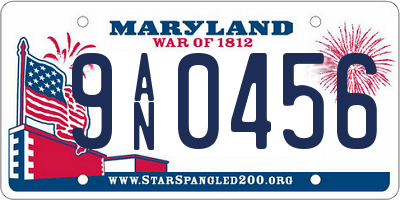 MD license plate 9AN0456
