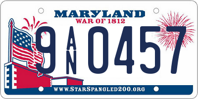 MD license plate 9AN0457