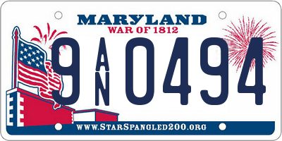 MD license plate 9AN0494