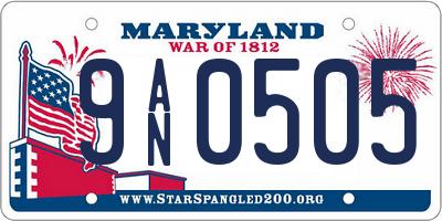MD license plate 9AN0505