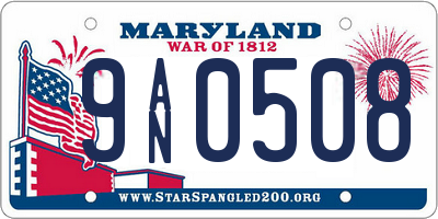 MD license plate 9AN0508