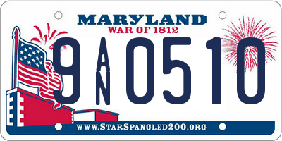 MD license plate 9AN0510