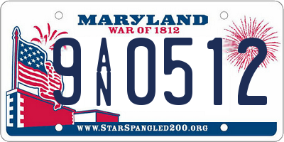 MD license plate 9AN0512