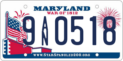 MD license plate 9AN0518