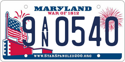 MD license plate 9AN0540