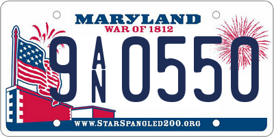 MD license plate 9AN0550
