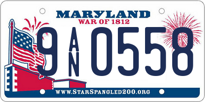 MD license plate 9AN0558
