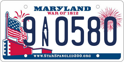 MD license plate 9AN0580