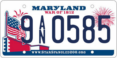 MD license plate 9AN0585