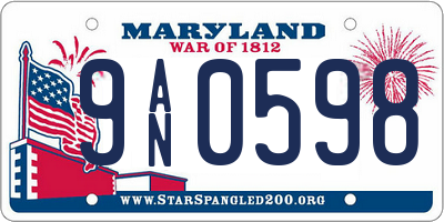 MD license plate 9AN0598