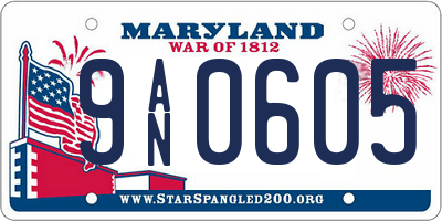 MD license plate 9AN0605
