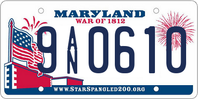 MD license plate 9AN0610