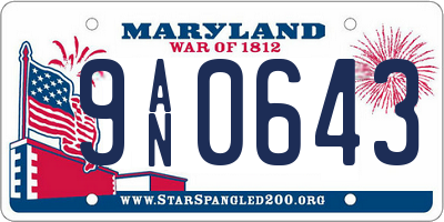 MD license plate 9AN0643