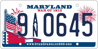 MD license plate 9AN0645