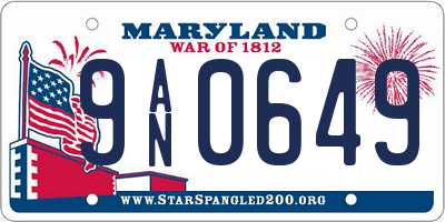 MD license plate 9AN0649