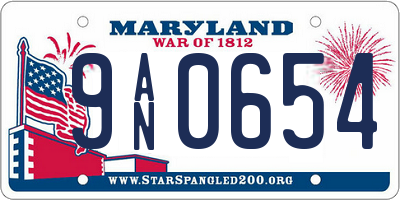 MD license plate 9AN0654