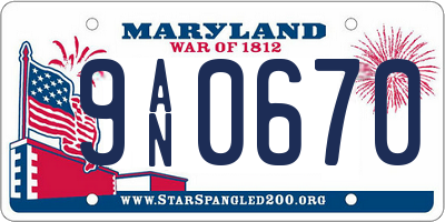 MD license plate 9AN0670