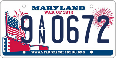 MD license plate 9AN0672