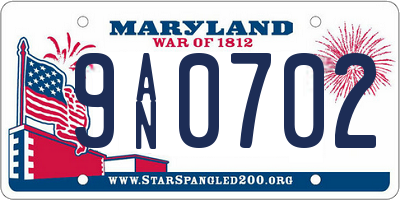 MD license plate 9AN0702