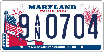 MD license plate 9AN0704