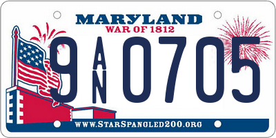 MD license plate 9AN0705