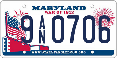 MD license plate 9AN0706