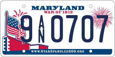 MD license plate 9AN0707