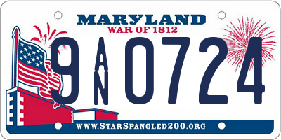 MD license plate 9AN0724