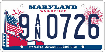 MD license plate 9AN0726