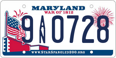 MD license plate 9AN0728