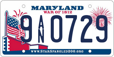 MD license plate 9AN0729