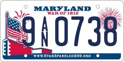 MD license plate 9AN0738