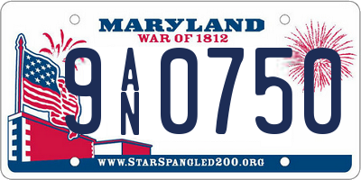 MD license plate 9AN0750