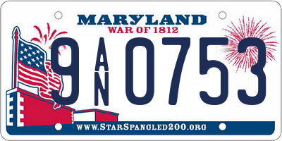 MD license plate 9AN0753
