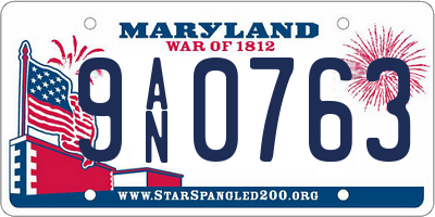 MD license plate 9AN0763