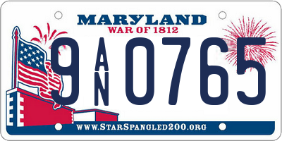 MD license plate 9AN0765