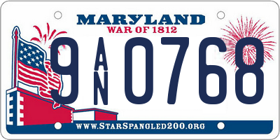 MD license plate 9AN0768