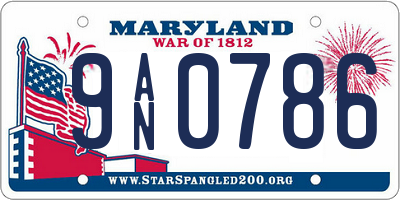 MD license plate 9AN0786