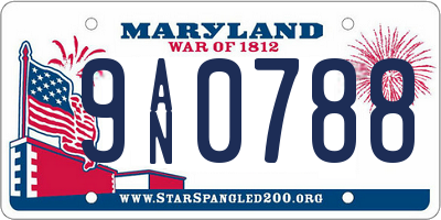 MD license plate 9AN0788