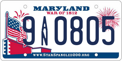 MD license plate 9AN0805