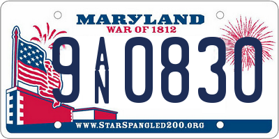 MD license plate 9AN0830